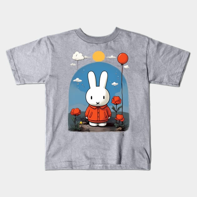 miffy with flowers Kids T-Shirt by SPIT-36